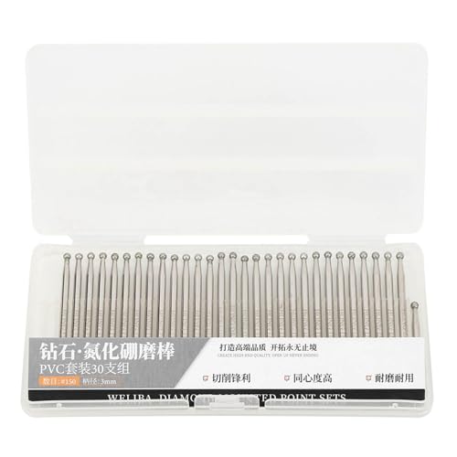 Zerodis Diamant -Schleifbits für die Kraftgravur, 30 -pcs Kugel Kopf Schnitzwerkzeuge, 3 Mm Runde Elektrische Hochfest und Langlebig, 150 Grit von Zerodis