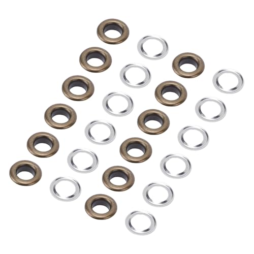 Zerodis Fabric Tools Kit Metall -Grommet Nieten 8mm Innendurchmesser Ledercraft -Befestigungsmittel Kit mit Feiner Arbeitskunst Messing Nieten für Stoff Planenvorhänge 300 Set Messing (Bronze) von Zerodis