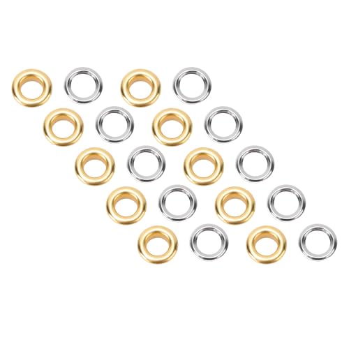 Zerodis Fabric Tools Kit Metall -Grommet Nieten 8mm Innendurchmesser Ledercraft -Befestigungsmittel Kit mit Feiner Arbeitskunst Messing Nieten für Stoff Planenvorhänge 300 Set Messing (GOLD) von Zerodis