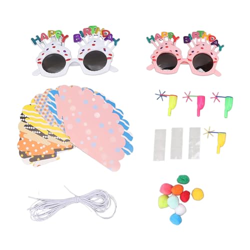 Zerodis Geburtstagsparty-Hüte, 18 Bunte Partykegelhüte mit 4 Happy Birthday-Brillen, Papierhüte für Erwachsene und Kinder Partyzubehör von Zerodis