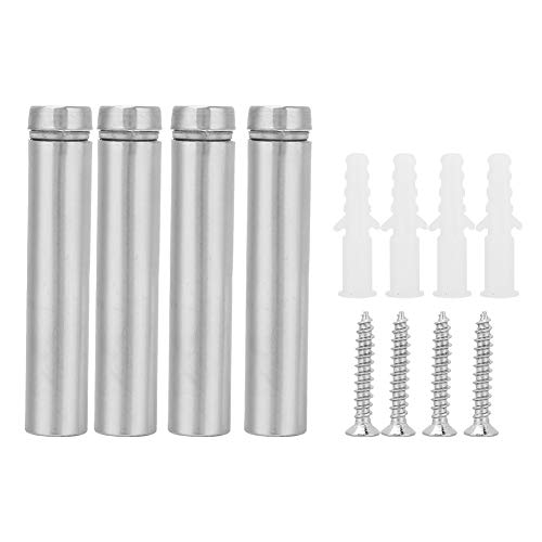 Zerodis Glasabstandshalter, 4 Stück Edelstahl-Glasklemmabstandshalter, Runde Große Wandhalterungen, Abstandshalter, Selbstklebende Schrauben, Befestigung von Werbeschrauben, (12 * 60 mm) von Zerodis