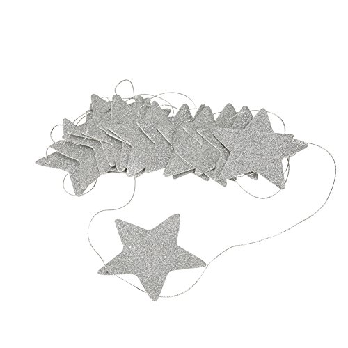 Zerodis Golden Silver Star Papiergirlande Hängende Sterne Dekoration für Hochzeiten Partys Kinderzimmer Moskitonetze Wandfenster(Silber) von Zerodis