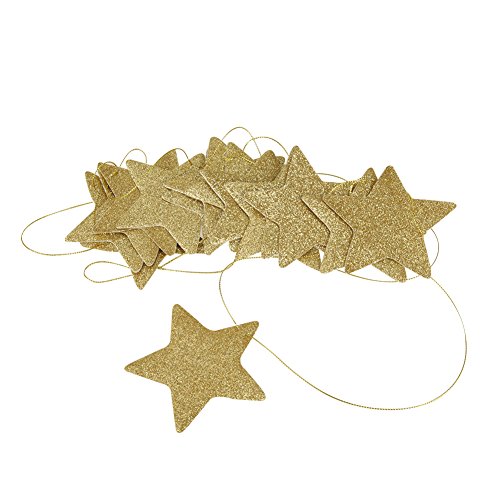 Zerodis Hängende Sterne Girlande Funkelnd Bunting Banner Dekorationen für Weihnachten Hochzeit Geburtstag Baby Shower Party Kinderzimmer Wand Fenster(Gold) von Garosa