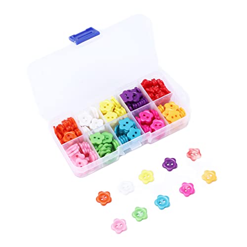 Zerodis Hochglänzende Blumenhaped -Nähknöpfe 200pcs Im Aufbewahrungsbox Geeignet Zum Handwerk und Scrapbooking -Projekten von Zerodis