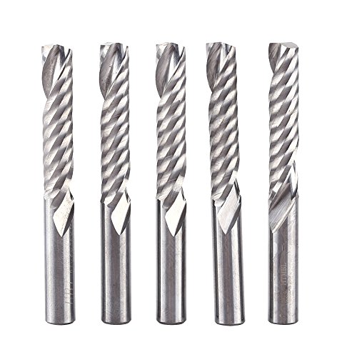 Zerodis Hochwertige 5pcs Wolfram -Carbid -Endmühle Einer Flötenspirale CNC Fräser Router Bits 6mmx32mm Chip Clearing, Haltbares Material von Zerodis