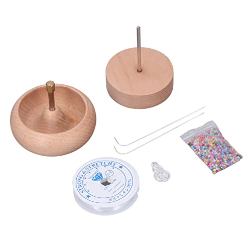 Zerodis Holzperlen -Spinner -Kit mit Edelstahlwelle Müheloser Perlenwerkzeug für Schmuckherstellung Umfasst 2 Schalen 1000 Perlen Threader Loopers von Zerodis