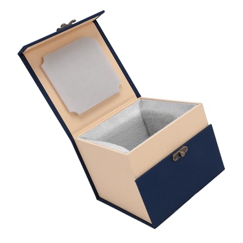 Zerodis Kugelgelenkpuppenkopfbox Retro Elegant Stoßdämpfer-Aufbewahrungskoffer für 1/4 Puppenkopf, Geeignet für 18-19,5 cm Kopfumfang, Stoff, Geeignet für Teeartefakte (Dunkelblau) von Zerodis