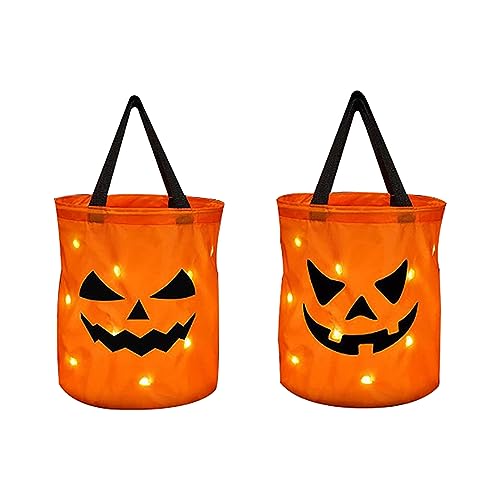 Zerodis LED Halloween Zuckerzuckerhandtaschen Im 2 Pumpenkürbisstil mit Partybeuteln mit Hoher Kapazität für Halloween -Materialgröße 12 Zoll X 10 Zoll für Veranstaltungen für Geburtstagsfeiern von Zerodis