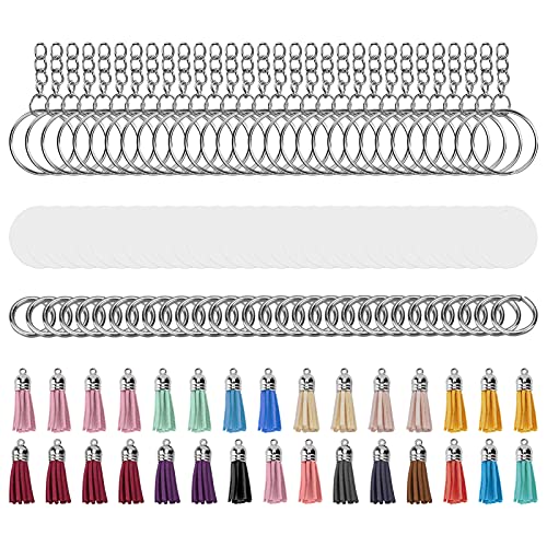 Zerodis Langlebige Acrylkreise Schlüsselbund für Handbemalte DIY -Projekte für Schlüsselbund, 30Set, 30Set von Zerodis