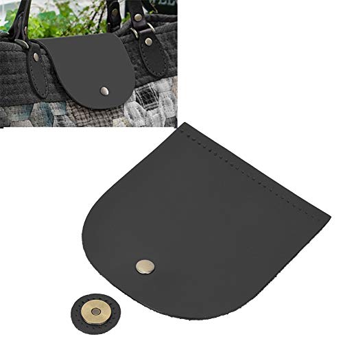 Zerodis Leder DIY Nähzubehör, Tasche Flip Cover Spaltleder Magnetschnalle Oval Geldbörse Unterseite Zum Häkeln 12,6 X 13,7 cm(Schwarz) von Zerodis