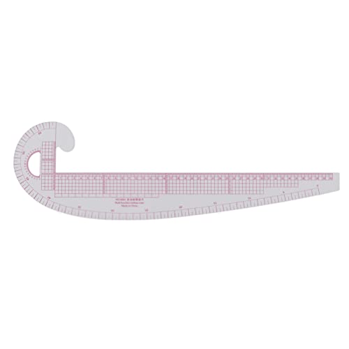 Zerodis Nählineal 58 cm, Gebogenes Lineal, Hochgenaues Französisches Kurvenlineal aus Kunststoff, Transparentes Stoff-Schneidelineal für Schnittmusterdesign von Zerodis