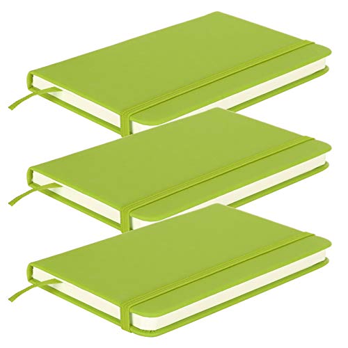 Zerodis PU Leder -Notizblock, Hardcover -Gurt Notizbuch, Tragbares Tagebuch, mit Band, Elastisches Band, 3 PCs, Büroschule, Reisen (GREEN) von Zerodis