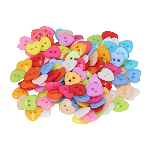 Zerodis Packung von 200 Farbenfrohen Herzförmigen Knöpfen, Stilvolles Nähen DIY Bastel -Dekorationsknöpfe mit Einzigartigen Designs, Ideal für Kleidungsstücke, Mäntel, Hemden, Sam von Zerodis
