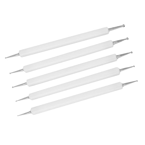 Zerodis Rückkehrwerkzeug aus Lehm, 5 Stück Polymer Polymer Tonmodellierung Werkzeuge Doppelkopf-Skulptur Werkzeug für Zahnung Stift für feine Details, Malerei, Satzzeichen, (WHITE) von Zerodis