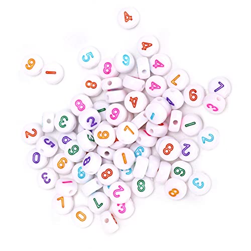 Zerodis Runde Nummern Perlen Glattes Acrylschmuck für Armbänder Halskette DIY Dekoration Zubehör weiß Farbenfrohe 300pcs von Zerodis