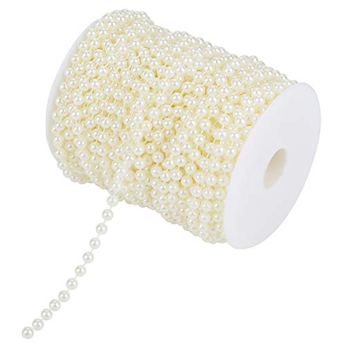 Zerodis Schleifperlenperlen Garland String DIY Hochzeitsdekoration 6mm Absahme Perle 25mroll für Weddingwindows (Beige) von Zerodis