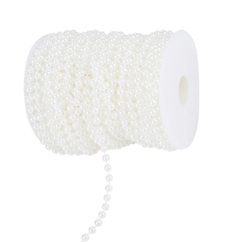 Zerodis Schleifperlenperlen Garland String DIY Hochzeitsdekoration 6mm Absahme Perle 25mroll für Weddingwindows (WHITE) von Zerodis