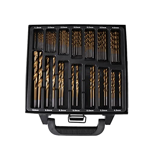 Zerodis TI Beschichtetes HSS -Bohrer -Bit Set mit Hülle für Metallprofis und DIYERS, 99 Stcs 1,5 Mm-10 Mm Spiralbohrer Set von Zerodis