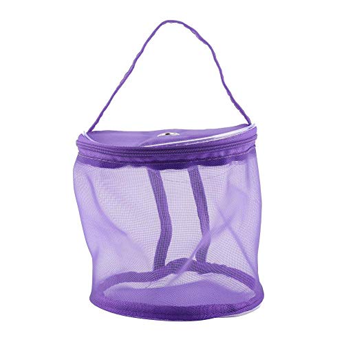 Tragbare Stricktasche, zylinderförmige Netz-Aufbewahrungstasche für Wolle, leicht, praktischer Behälter, Handtasche für Garnzubehör (lila) von Zerodis