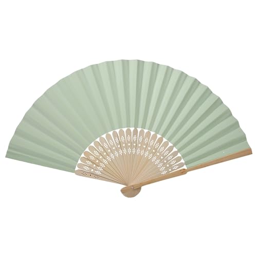 Zerodis Weiße, Leere Papierfächer, Faltbarer Rippenfächer Im Chinesischen Vintage-Stil, Tragbarer, Leichter Papierfächer, Geeignet für Teambuilding, Feiertage, Partys, Picknicks, (Green) von Zerodis
