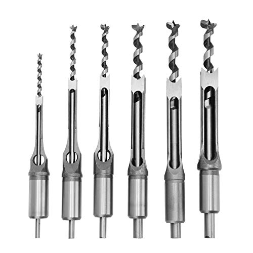 Holz-quadratisch Loch Bohrer Set, 1/4 bis 5/20,3 cm Sqaure Bohrer, 6 square-hole Schwert Schlangenbohrer Stemmanlage Meißel holzbearbeitungswerkzeuge Holz-quadratisch Loch Bohrer Set, 1/4 bis 5/20,3 cm Sqaure Bohrer, 6 square-hole Schwert Schlangenbohrer Stemmanlage Meißel holzbearbeitungswerkzeuge von Zerone
