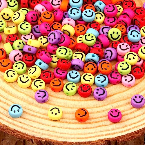ZesNice 600 Stück Bunt Smiley Perlen, Emoji Fädelperlen Beads zum Schlüsselanhänger Telefonkette Bastelperlen Lächeln Perlen Basteln DIY von ZesNice