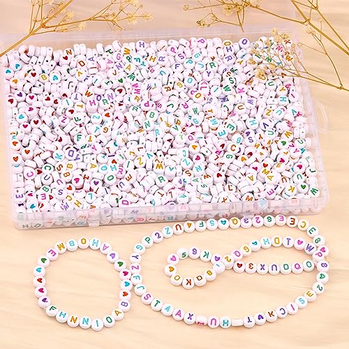 ZesNice Buchstabenperlen zum Auffädeln, 1500 Stück Rund Bunte Buchstaben Perlen für Armbänder, Letter Beads, Bastelset für Armband Haarband Schmuck Basteln von ZesNice