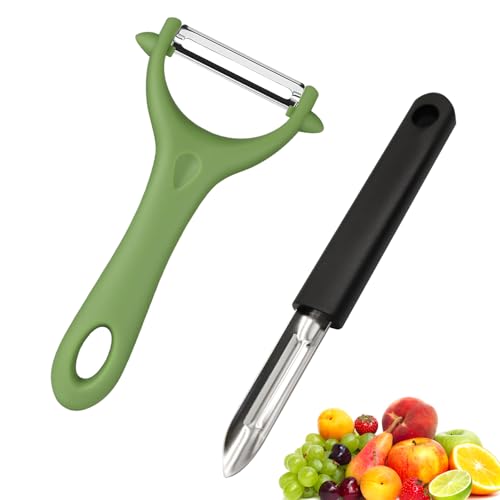 2 Stück Spargelschäler, Sparschäler Edelstahl Set mit Rutschfestem Griff, Kartoffelschäler für Gemüse & Obst, Schäler Y-Form für Präzises und Müheloses Schälen von ZesNxj
