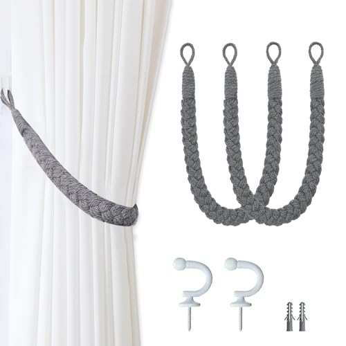 2 Stück Vorhang Halter, Handgestrickte Gardinen Raffhalter aus Baumwolle, Raffhalter für gardinenRaffhalter für Vorhänge, Dekorative Curtain Rope Buckle für Wohnzimmer, Schlafzimmer, Büro 2 Stück Vorhang Halter, Handgestrickte Gardinen Raffhalter aus Baumwolle, Raffhalter für gardinenRaffhalter für Vorhänge, Dekorative Curtain Rope Buckle für Wohnzimmer, Schlafzimmer, Büro von ZesNxj