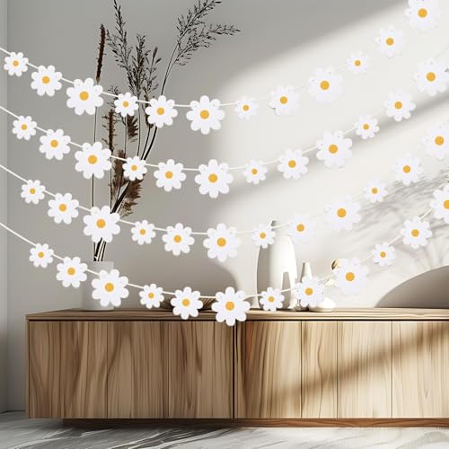 4 Stück Gänseblümchen Deko Banner, Geburtstagsdeko Blumen Girlande für Mädchenparty, Hochzeit & Sommerfest, Blumen Deko Geburtstag mit Servietten Gänseblümchen Motiv, Ideal für Boho Feier 4 Stück Gänseblümchen Deko Banner, Geburtstagsdeko Blumen Girlande für Mädchenparty, Hochzeit & Sommerfest, Blumen Deko Geburtstag mit Servietten Gänseblümchen Motiv, Ideal für Boho Feier von ZesNxj