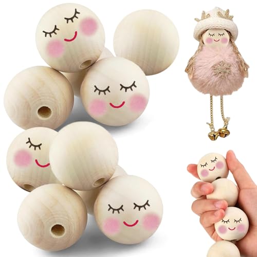 40 Stück Holzkugeln mit Gesicht, Holzperlen, Holzperlen mit Gesicht Lächelndes Gesicht, Holzkugeln mit Loch für Makramee Deko-Kugeln mit Augen Zum Basteln Schmuck 40 Stück Holzkugeln mit Gesicht, Holzperlen, Holzperlen mit Gesicht Lächelndes Gesicht, Holzkugeln mit Loch für Makramee Deko-Kugeln mit Augen Zum Basteln Schmuck von ZesNxj