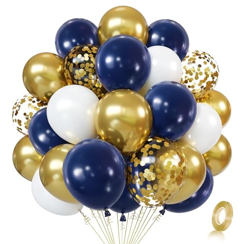 Marineblau-goldenes Konfetti-Ballon-Set, 50 Stück, 30,5 cm, Königsblau, Metallic, Gold, Weiß, Latex-Luftballons mit Band für Jungen, Geburtstag, Hochzeit, Abschlussfeier, Babyparty, Brautparty Marineblau-goldenes Konfetti-Ballon-Set, 50 Stück, 30,5 cm, Königsblau, Metallic, Gold, Weiß, Latex-Luftballons mit Band für Jungen, Geburtstag, Hochzeit, Abschlussfeier, Babyparty, Brautparty von Zesliwy