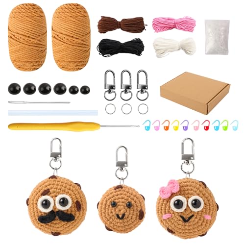 185 g Anfänger-Häkelset für Erwachsene, komplettes Garn-Set mit Haken und Anleitung (evtl. nicht in deutscher Sprache), um niedliche Keksfiguren zu machen, kreative Aktivität für Urlaub, Geburtstag von Zestivra