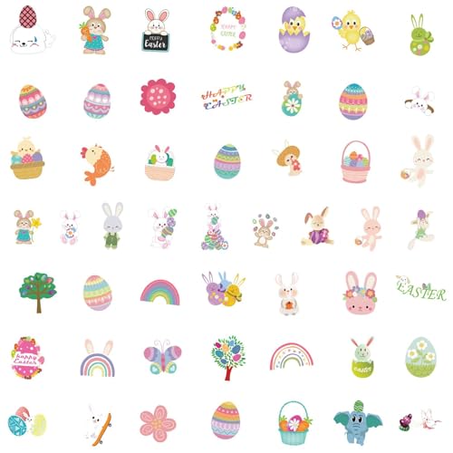 Niedliche -Aufkleber für Tagebuch - Bunny Decals | 50 Stück ästhetische, wasserdichte und lustige Ostertiere Aufkleber für Laptops, Wasserflaschen, Gepäck, Niedliche -Aufkleber für Tagebuch - Bunny Decals | 50 Stück ästhetische, wasserdichte und lustige Ostertiere Aufkleber für Laptops, Wasserflaschen, Gepäck, von Zestivra