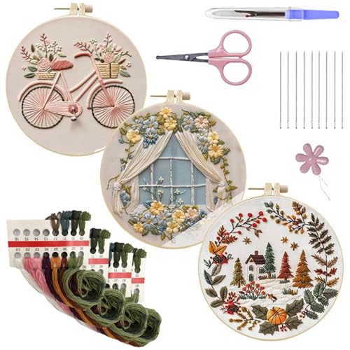Stickset für Erwachsene, Handstick-Set für Anfänger, mit Stickrahmen, buntes Set für Zuhause, Handstickzubehör für Erwachsene Stickset für Erwachsene, Handstick-Set für Anfänger, mit Stickrahmen, buntes Set für Zuhause, Handstickzubehör für Erwachsene von Zestivra