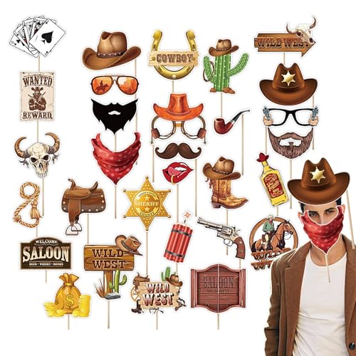 Zestivra Cowboy Fotokabine Requisiten | Western Fotokabine Requisiten | Lustiges Selfie Zubehör Zubehör Zubehör Set | Western Fotokabine Zubehör Set inkl von Zestivra