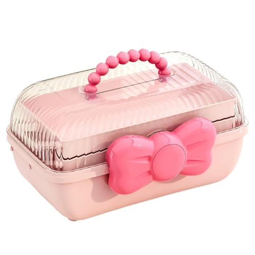 Zestivra Haargummi-Aufbewahrung – Dreischichtiger Organizer Box, Tragbarer Griff Aufbewahrungsbox | Multifunktionale Sortierbox für Haarschleifen Nähzubehör Nägel Haarschmuck Make-up Zuhause Reise Bür von Zestivra