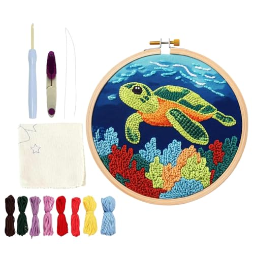 Zestivra Stanznadel-Stickset - Schildkrötennähset geeignet für Anfänger mit Reifen, Faden und Nadel, DIY-Handwerksbedarf für Erwachsene und Zestivra Stanznadel-Stickset - Schildkrötennähset geeignet für Anfänger mit Reifen, Faden und Nadel, DIY-Handwerksbedarf für Erwachsene und von Zestivra