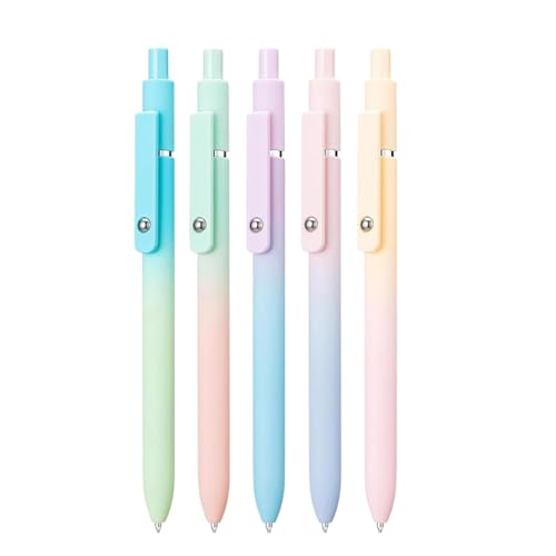 Zestivra Stifte Gel,Gel-Tintenstifte Tragbarer Kugelschreiber mit feiner Spitze 5er-Set für Journaling, Soft-Touch-Schreibstifte, einziehbare Notizstifte von Zestivra