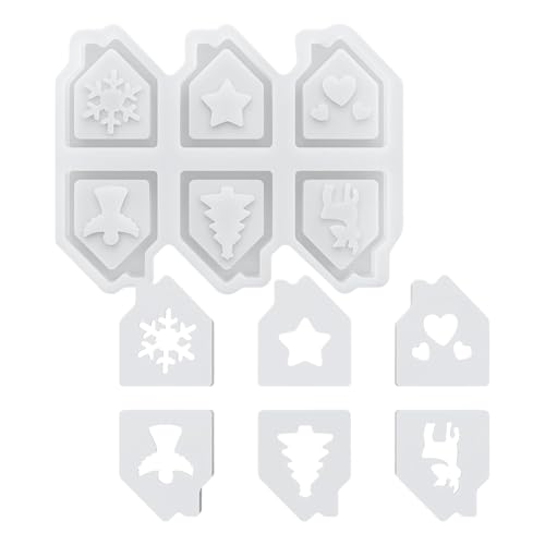 Zestivra Weihnachts-Seifenformen, 6 Mulden, Hausform, Silikon, Weihnachtsformen, antihaftbeschichtet, für Ornamente, Dekoration, Mädchen, Einweihungsfeier, Geburtstag, Anfänger, Epoxidharz von Zestivra