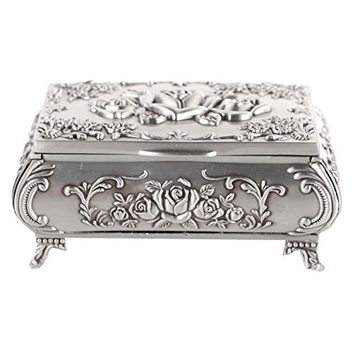 Zetiling Vintage Metall geschnitzte Schmuckschatulle, Schmuck AufbewahrungskofferKleine Aufbewahrungskiste Victorian Decor Schmuck Geschenkschachtel für Ohrring Halskette (9*6.5*4 cm) von Lupsty