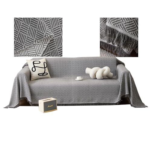 ZeugLung Couch überzug, Sofa überzug, Couchbezug überwurf, Sofadecke Sofabezug l Form, Couchdecke, Sofaschutz Sofaschoner Bezug (Nicht für Haustiere) Webstoff (Grau-180x340cm/71x134) von ZeugLung