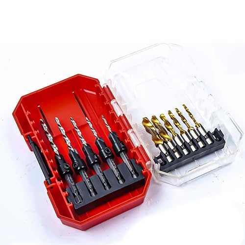 11 Teiliges Bohrer mit Senker Set:Countersink Drill Bit Gewindebohrer Präzises Bohren Aufbewahrungsbox drill mit Tiefenanschlag | für Holzbearbeitung KunststofSchrank und Möbelbau 11 Teiliges Bohrer mit Senker Set:Countersink Drill Bit Gewindebohrer Präzises Bohren Aufbewahrungsbox drill mit Tiefenanschlag | für Holzbearbeitung KunststofSchrank und Möbelbau von Zevmi