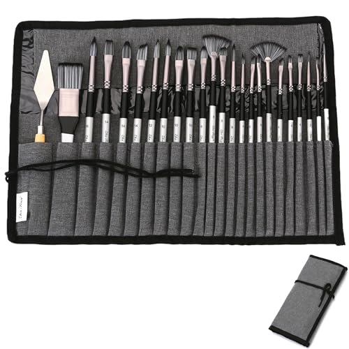 24 Stück Nylon Pinselset Acrylfarben: Acryl Pinsel Set für Gouache Aquarell Ölmalerei Acryl mit Organisationstasche für Künstler und Anfänger zum Malen 24 Stück Nylon Pinselset Acrylfarben: Acryl Pinsel Set für Gouache Aquarell Ölmalerei Acryl mit Organisationstasche für Künstler und Anfänger zum Malen von Zevmi