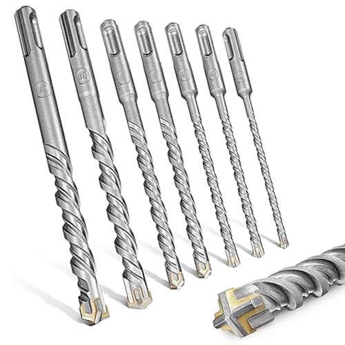 7 Stück Steinbohrer Set: Betonbohrer Legierter Stahl Hammerbohrer Länge 210mm mit 4 Schneiden zum Bohren von Beton Stein Ziegel Fliesen - Ø 6/8/10/12/14 mm 7 Stück Steinbohrer Set: Betonbohrer Legierter Stahl Hammerbohrer Länge 210mm mit 4 Schneiden zum Bohren von Beton Stein Ziegel Fliesen - Ø 6/8/10/12/14 mm von Zevmi