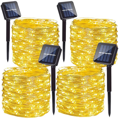 Zewool Solar Lichterkette Aussen, 4 x 20m 200 LED Solarlichterkette Wasserdicht Außen & Innen, Deko für Garten Terrasse Baum Hof Party (Warmweiß) von Zewool