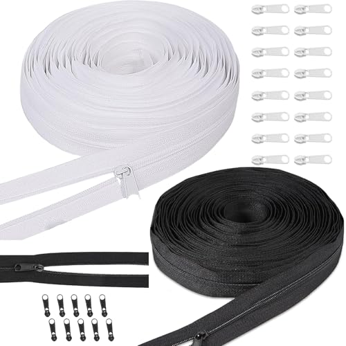 42-teiliges Set Reißverschluss, Endlosreißverschluss Mit Zipper, 10m Schwarz Und 10m Weiß, 20 Schwarze Und 20 Weiße Reißverschlussköpfe, Ideal Für Kleidung, Taschen Und Bettwäsche 42-teiliges Set Reißverschluss, Endlosreißverschluss Mit Zipper, 10m Schwarz Und 10m Weiß, 20 Schwarze Und 20 Weiße Reißverschlussköpfe, Ideal Für Kleidung, Taschen Und Bettwäsche von ZexJpr
