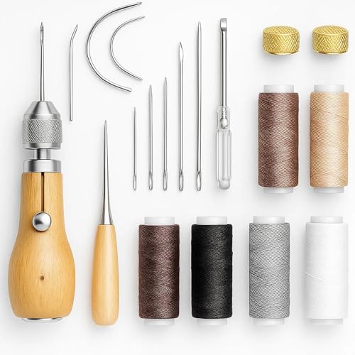 Leder Werkzeug Set, 19-teiliges Leder Nähset mit Nähahle und Ledernadeln, Handnähmaschine für dicke Stoffe, Lederbearbeitungswerkzeuge für DIY Lederprojekte und Reparaturen Leder Werkzeug Set, 19-teiliges Leder Nähset mit Nähahle und Ledernadeln, Handnähmaschine für dicke Stoffe, Lederbearbeitungswerkzeuge für DIY Lederprojekte und Reparaturen von ZexJpr