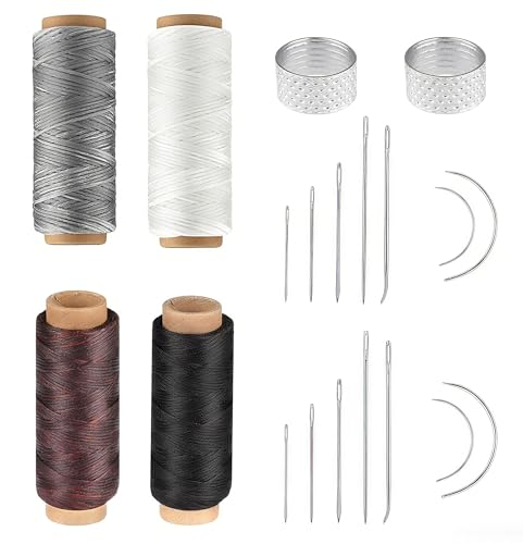 Sattlergarn, Zwirn Reißfest, 4 Rollen Reißfestes Garn Mit 2 Packungen Ledernadeln Und 2 Drucknadeln, Ideal Für Lederreparaturen Und DIY-Projekte, Herstellung Von Handwerk Sattlergarn, Zwirn Reißfest, 4 Rollen Reißfestes Garn Mit 2 Packungen Ledernadeln Und 2 Drucknadeln, Ideal Für Lederreparaturen Und DIY-Projekte, Herstellung Von Handwerk von ZexJpr