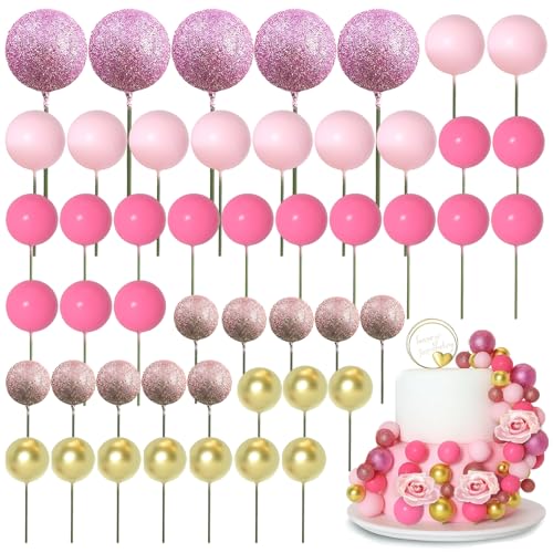Tortendeko, Torten Deko Mädchen, 50 Stück Tortendeko Kugeln für Hochzeitstorte, Geburtstagsparty und Babyparty, 2-4cm Pinke Kugeln Tortendeko, Torten Deko Mädchen, 50 Stück Tortendeko Kugeln für Hochzeitstorte, Geburtstagsparty und Babyparty, 2-4cm Pinke Kugeln von ZexJpr
